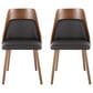 LumiSource Anabelle Side Chair with Brown Faux Leather Cushion in Walnut (Set of 2), , large