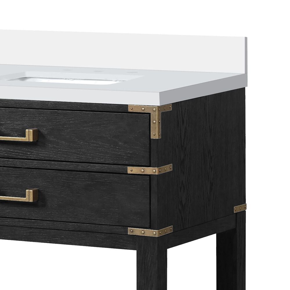 Lexora Home Norwalk 84&quot; Double Bathroom Vanity in Black Oak with White Quartz Top and Rectangular Sinks, , large