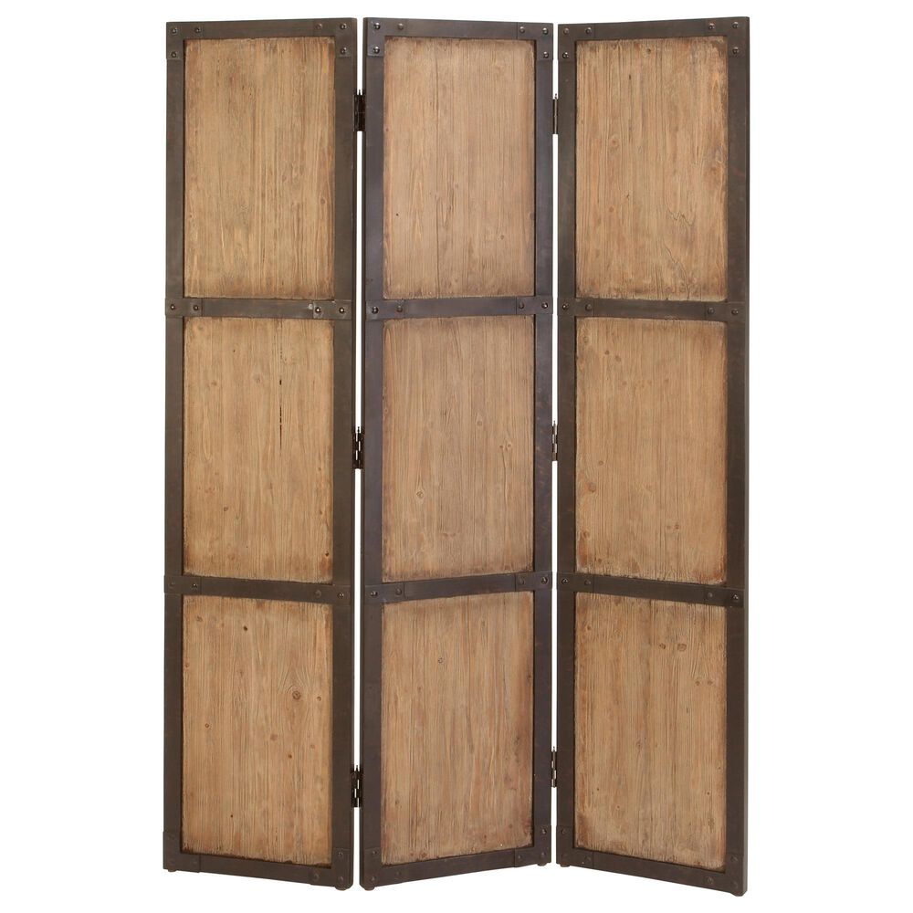 Maple and Jade Farmhouse Room Divider Screen in Dark Brown, , large