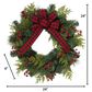 The Gerson Company 24" Holiday Pine Wreath with Berries, Bow in Green, Red and Black, , large