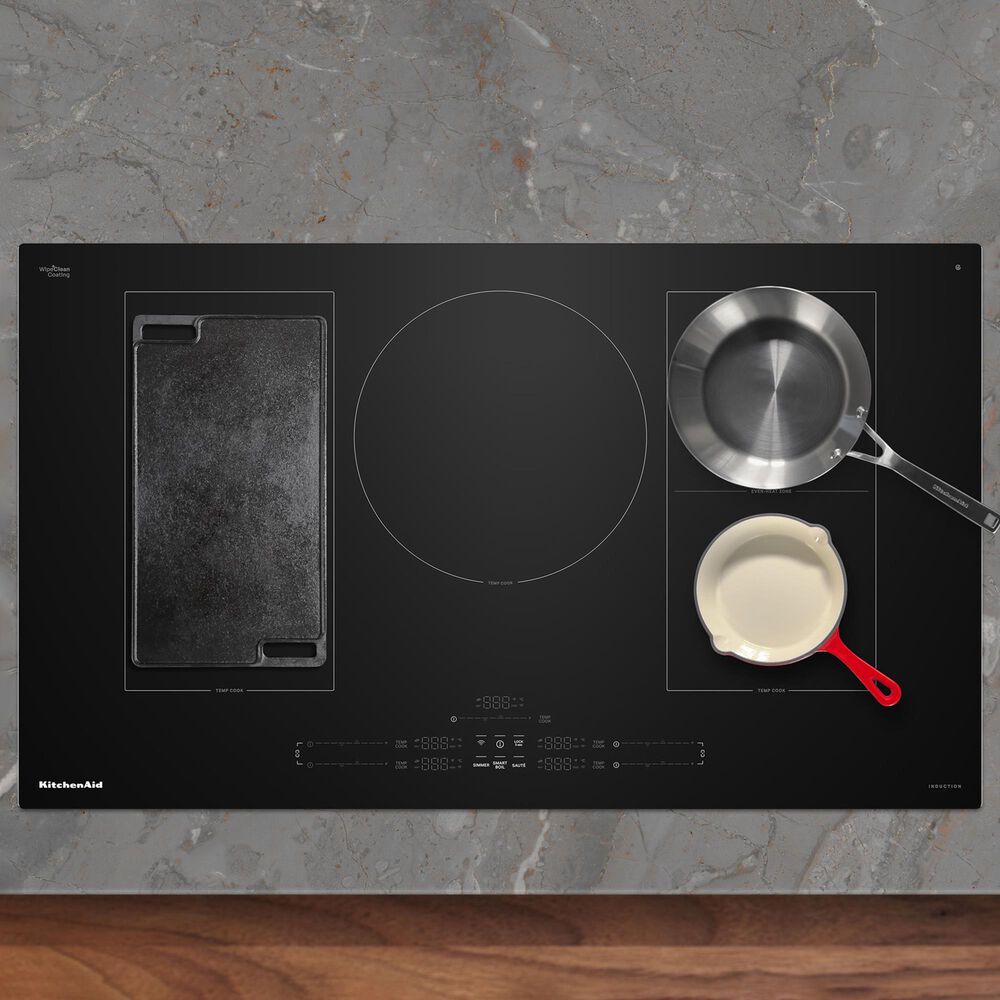 KitchenAid 36" Induction Cooktop with 5 Cooking Zones in Black, , large