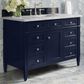 James Martin Vanities Brittany 48" Single Bathroom Vanity in Victory Blue with 3 cm Eternal Jasmine Pearl Silestone Top, Rectangular Sink and FreePower Wireless Charger, , large