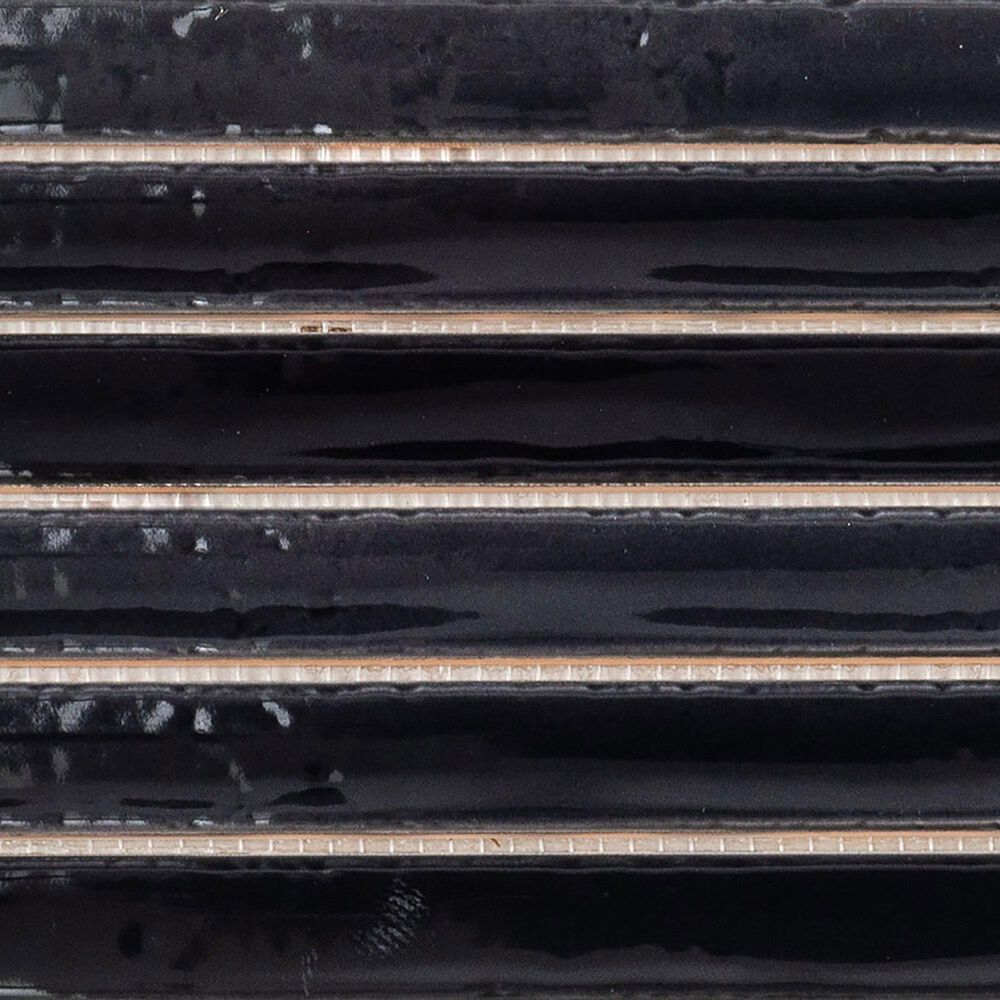 Emser Paralline Black 5" x 18" Galazed Ceramic Mosaic Sheet, , large