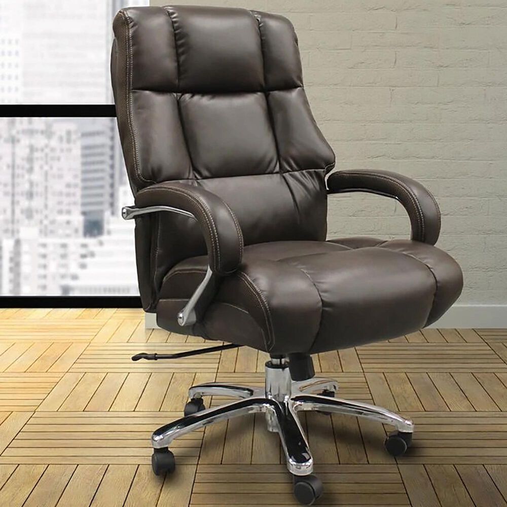 Simeon Collection Swivel Desk Chair with Chrome Base in Cafe, , large