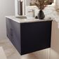 Lexora Home Geneva 36" Single Bathroom Vanity in Navy Blue with 2 cm White Carrara Marble Top and Rectangular Sink, , large