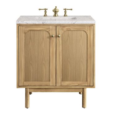 James Martin Vanities Laurent 30" Single Bathroom Vanity in Light Natural Oak with 3 cm Eternal Jasmine Pearl Quartz Top and Rectangular Sink, , large