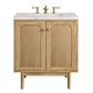 James Martin Vanities Laurent 30" Single Bathroom Vanity in Light Natural Oak with 3 cm Eternal Jasmine Pearl Quartz Top and Rectangular Sink, , large