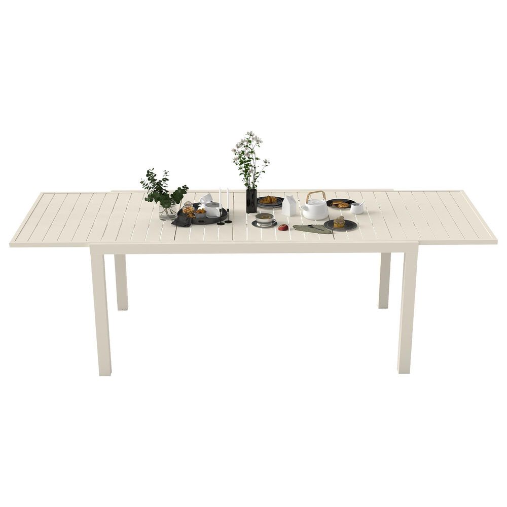 Hearth and Haven Outdoor Rectangular Dining Table with Hidden Extension Leaves in White - Table Only, , large