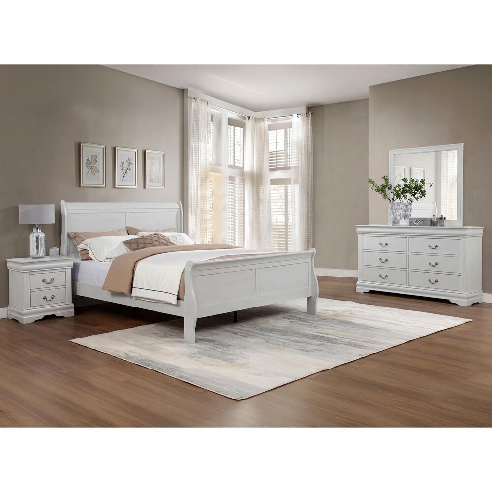 Crown Mark Louis Philip Queen Sleigh Panel Bed in Greige, , large
