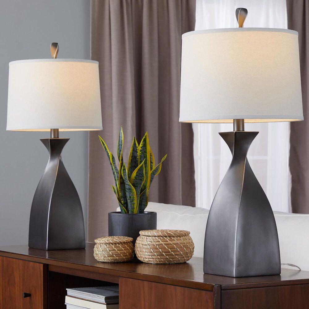 LumiSource Curvo Polyresin Table Lamp in Rubbed Grey Slate (Set of 2), , large