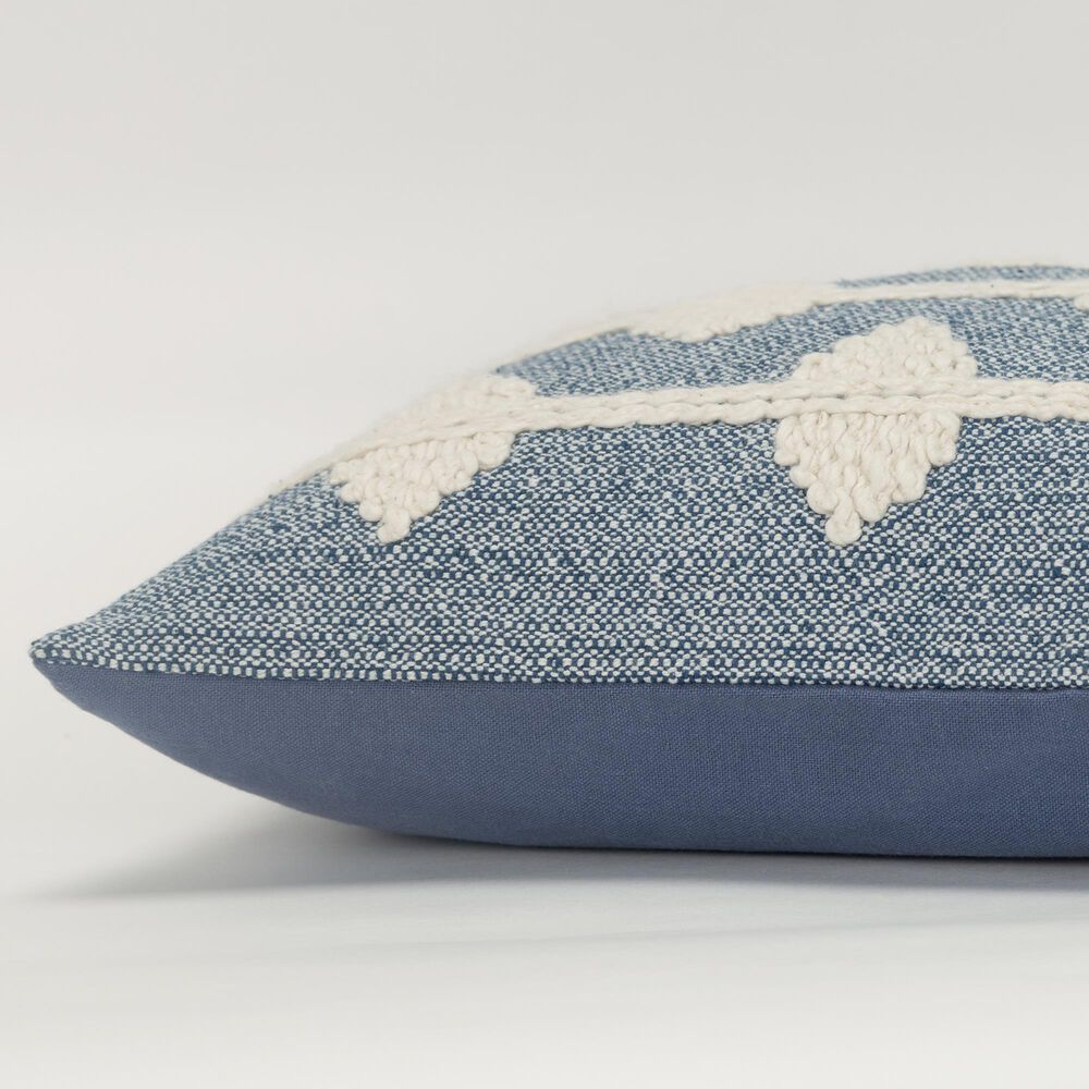 Rizzy Home 14&quot; x 20&quot; Diamond and Striped Down Filled Lumbar Pillow in Blue, , large