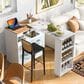 HOMLUX 56" Kitchen Island with Extended Table in White, , large