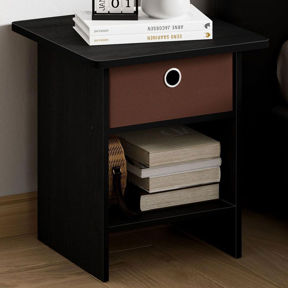 HOMLUX 1-Drawer Modern Nightstand with Open Shelf in Americano and Medium Brown, , large