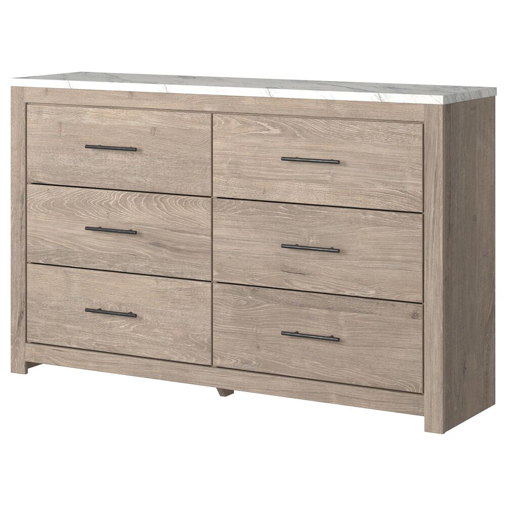 Ashley Senniberg 6 Drawer Dresser in Light Brown and White, , large