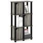 HOMLUX 4-Tier Storage Bookcase with Three Doors in French Oak and Black, , large