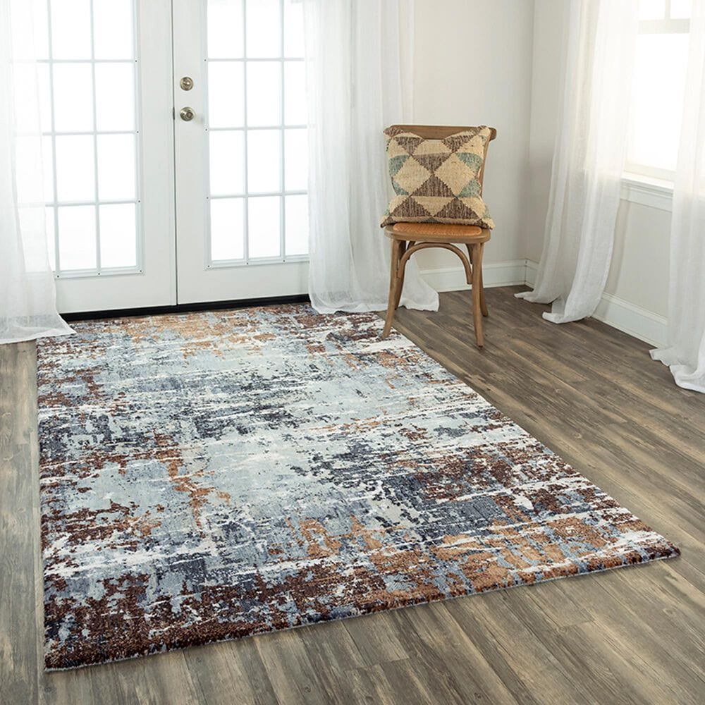 RIZZY Elite 5&#39;2&quot; x 7&#39;9&quot; Light Gray, Denim and Brown Area Rug, , large