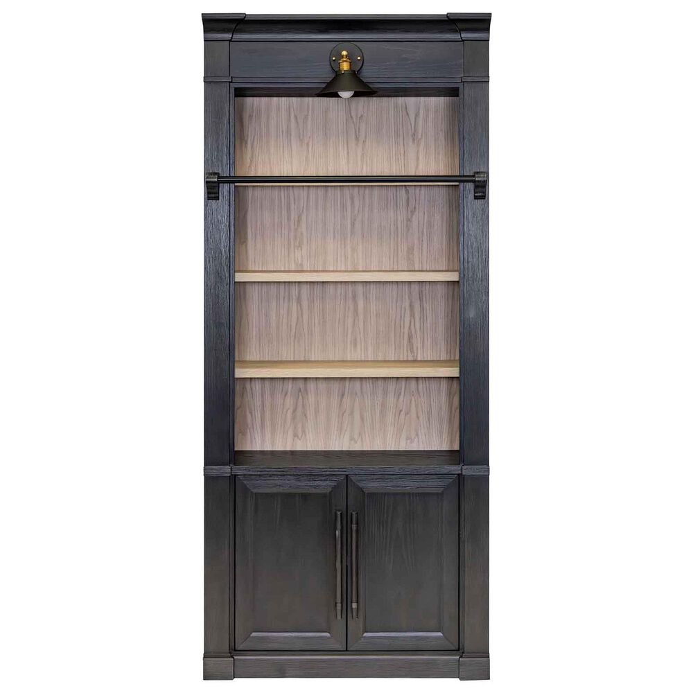 Wycliff Bay Willow Lane 94" Bookcase with Ladder in Ebony Black and Natural Oak, , large