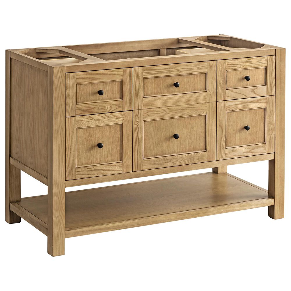 James Martin Vanities Breckenridge 48&quot; Single Bathroom Vanity in Light Natural Oak with 3 cm Victorian Silver Quartz Top and Rectangular Sink, , large