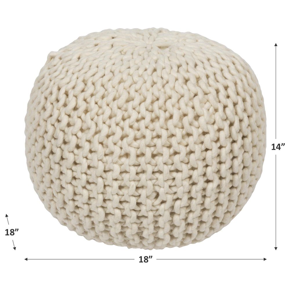 Surya Pouf 18&quot; x 18&quot; Ottoman in Desert Sand, , large