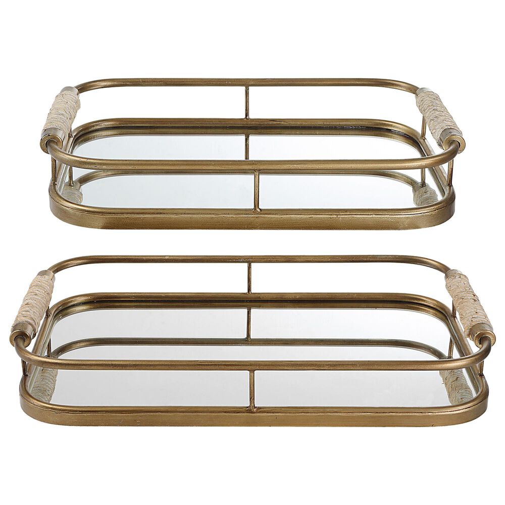 Uttermost Rosea Trays in Brushed Gold &#40;Set of 2&#41;, , large