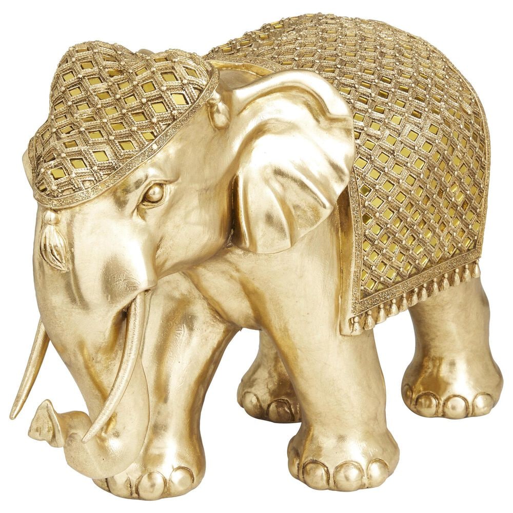 Maple and Jade Elephant Decorative Sculpture in Polished Gold, , large