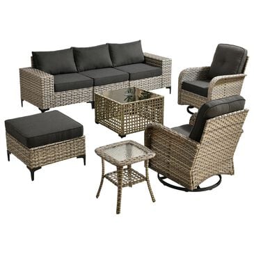 HOMLUX 8-Piece All-weather Rattan Outdoor Patio Furniture Set in Black, , large