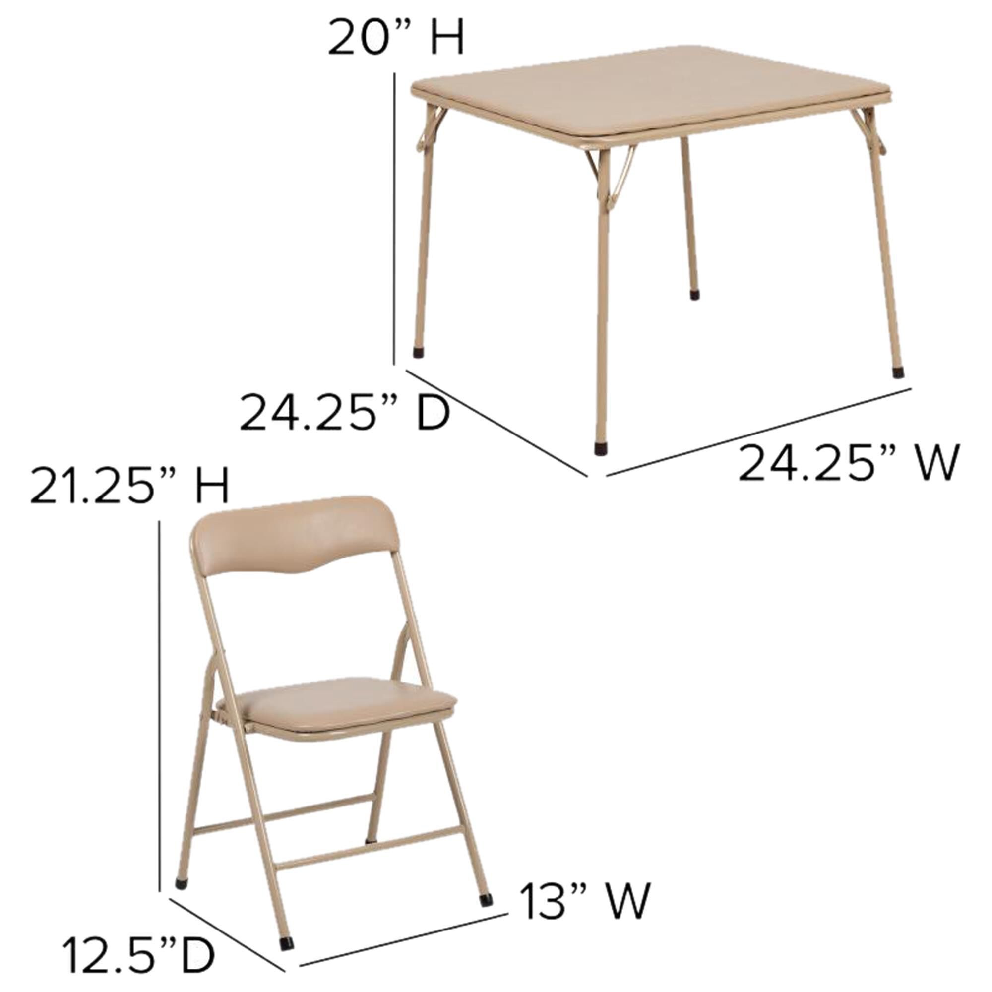 Flash Furniture Mindy 5 Piece Kids Folding Table Set in Tan NFM