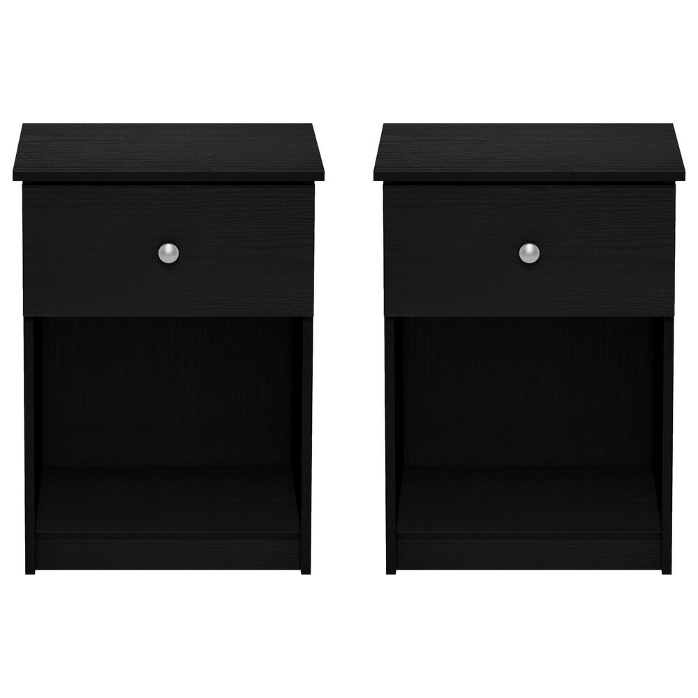 HOMLUX 1-Drawer Modern Nightstand with Knob Handle in Black Oak (Set of 2), , large