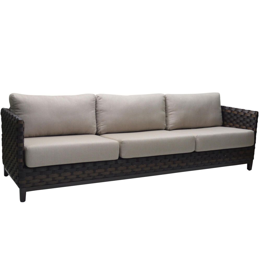 Plank and Hide Nevis Patio Sofa in Espresso and Hang Ten Taupe, , large