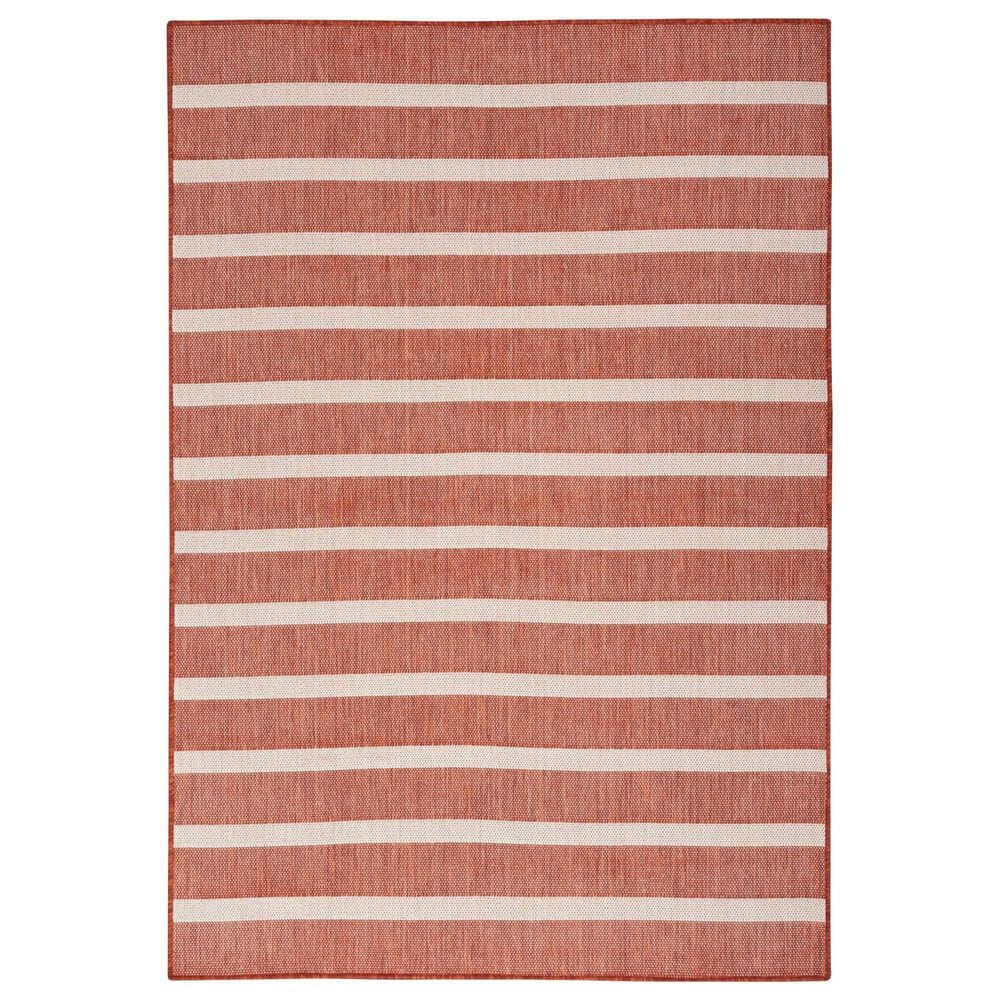 Nourison Positano POS03 Terracotta and Ivory 7" x 10" Indoor/Outdoor Area Rug, , large
