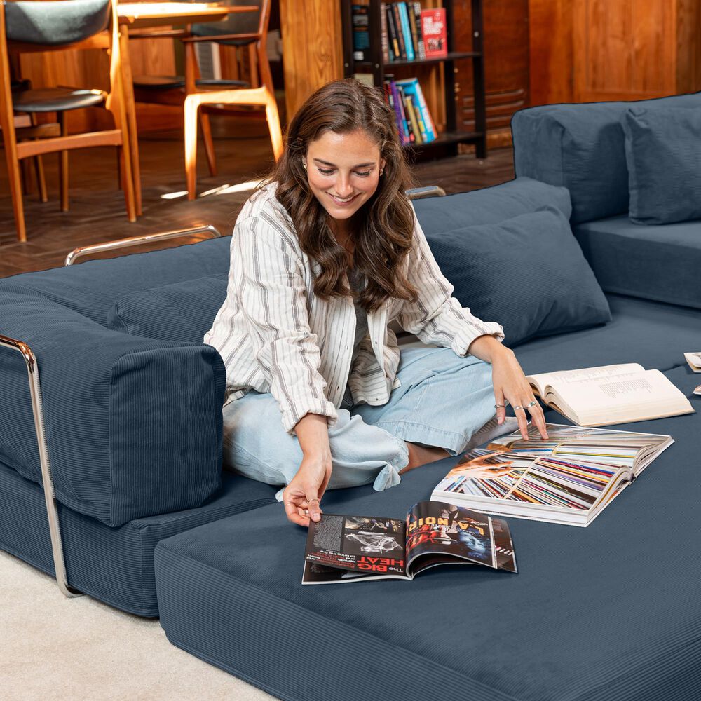 Jaxx Unsofa Stationary Sofa in Indigo Blue, , large