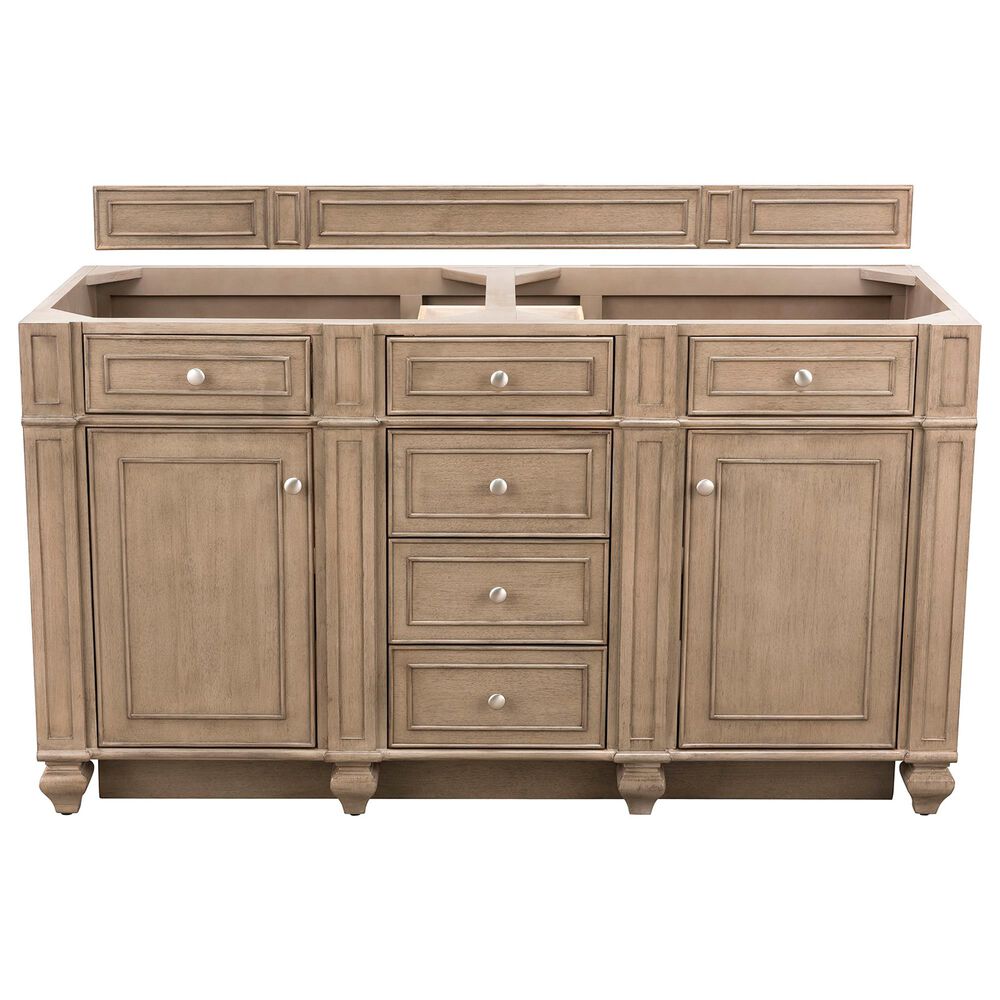 James Martin Bristol 60" Double Bathroom Vanity Cabinet in White Washed Walnut, , large