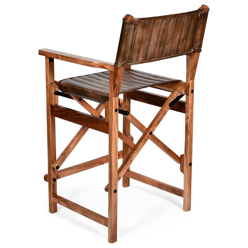 Home Trends &amp; Design Solid Oak Folding Counter Stool in Antique Whiskey, , large