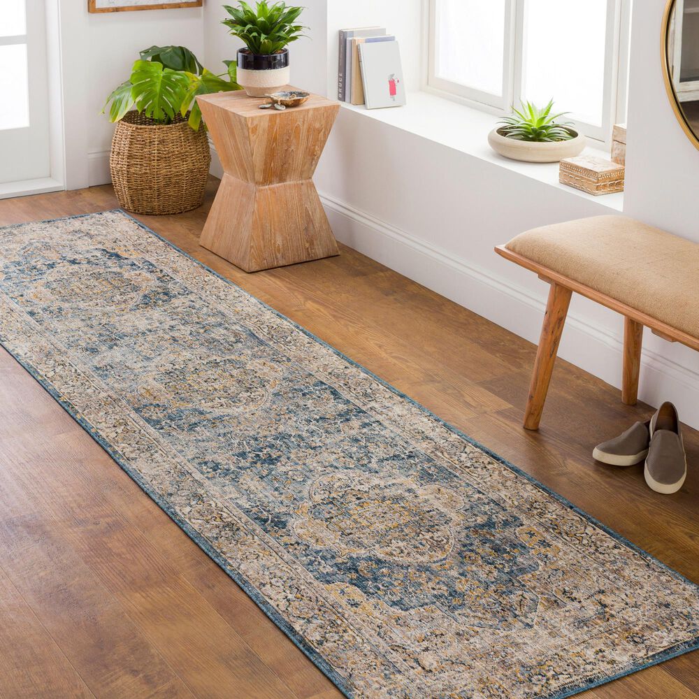 Surya Aspendos 2&#39;7&quot; x 7&#39;3&quot; Deep Teal, Ivory, Light Gray, Olive, Tan and Teal Runner, , large