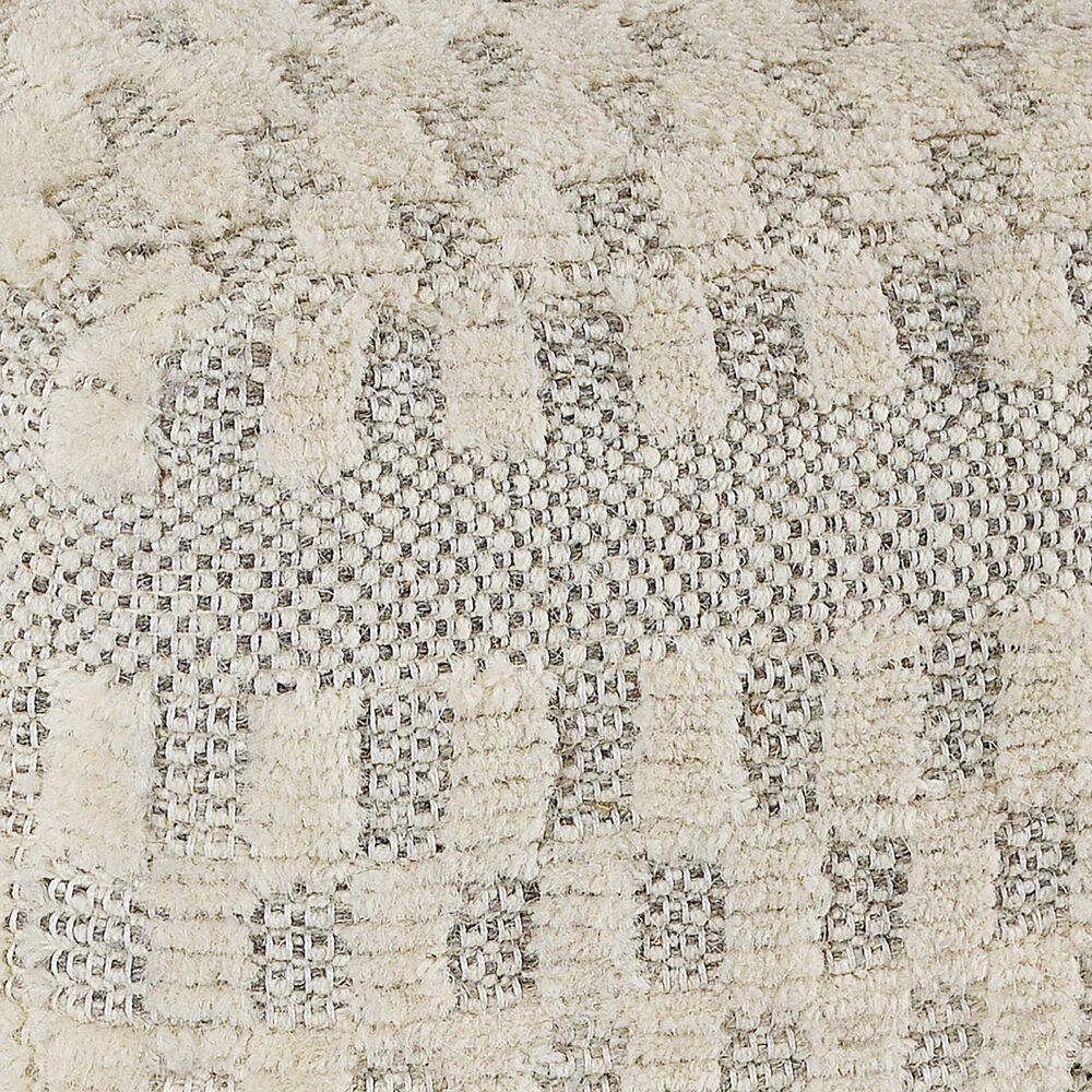 LR Home 18" Square Checkered Pouf in Black and Natural, , large