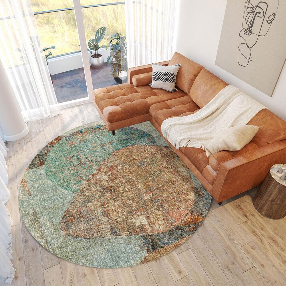 37B Boca BO11 Teal 8&#39; Round Area Rug, , large