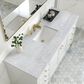 James Martin Vanities Chicago 60" Single Bathroom Vanity in Glossy White with 3 cm Carrara White Marble Top and Rectangular Sink, , large