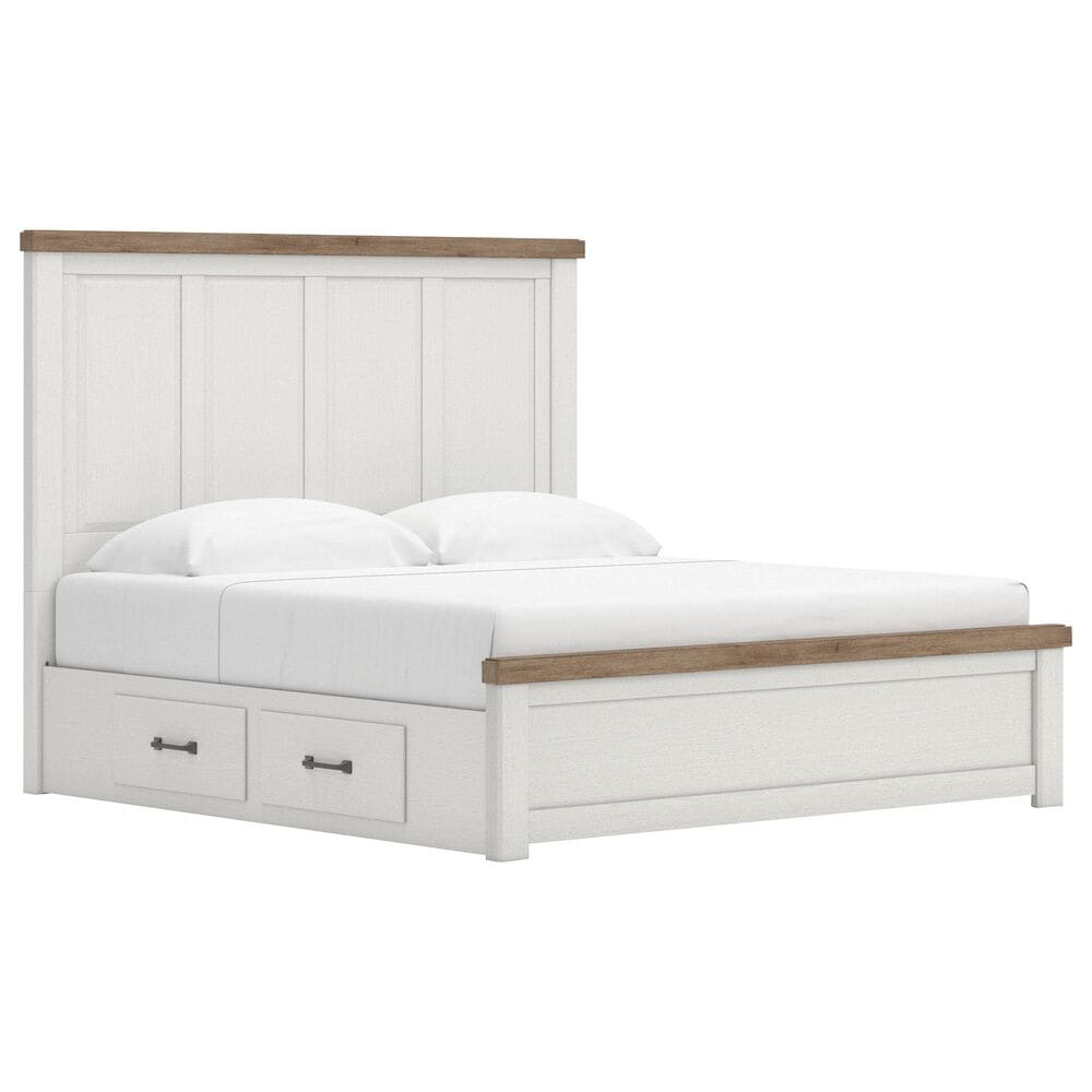 Ashley Savonport King Storage Panel Bed in White and Brown, , large