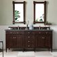 James Martin Vanities Brittany 72" Double Bathroom Vanity in Burnished Mahogany with 3 cm Parisien Bleu Quartz Top and Rectangular Sinks, , large