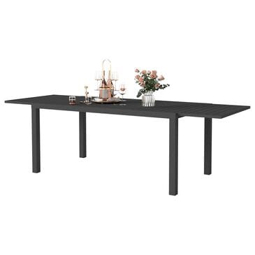 Hearth and Haven Outdoor Rectangular Dining Table with Hidden Extension Leaves in Black - Table Only, , large
