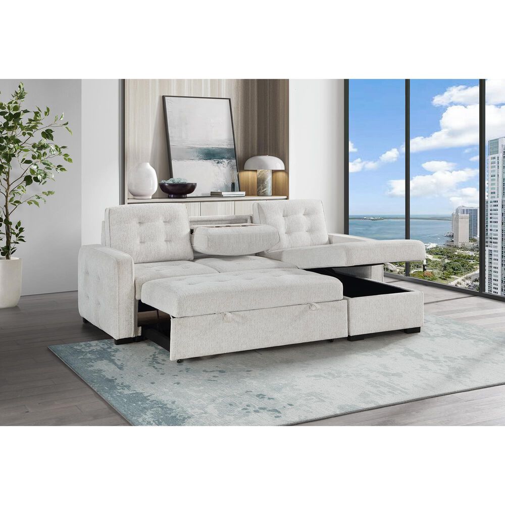 Modern Market Reversible Sofa Sleeper with Chaise in Chalk, , large