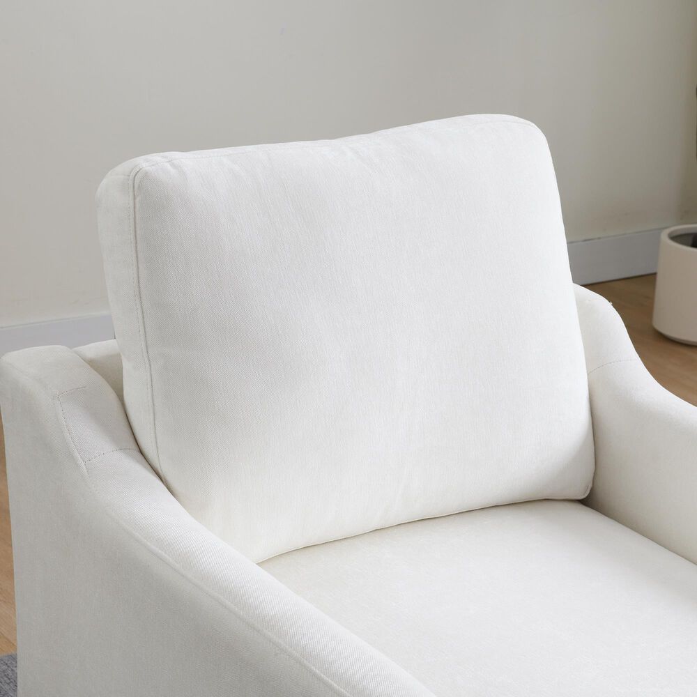 Hearth and Haven Swivel Arm Chair with USB Type-C Ports in White, , large