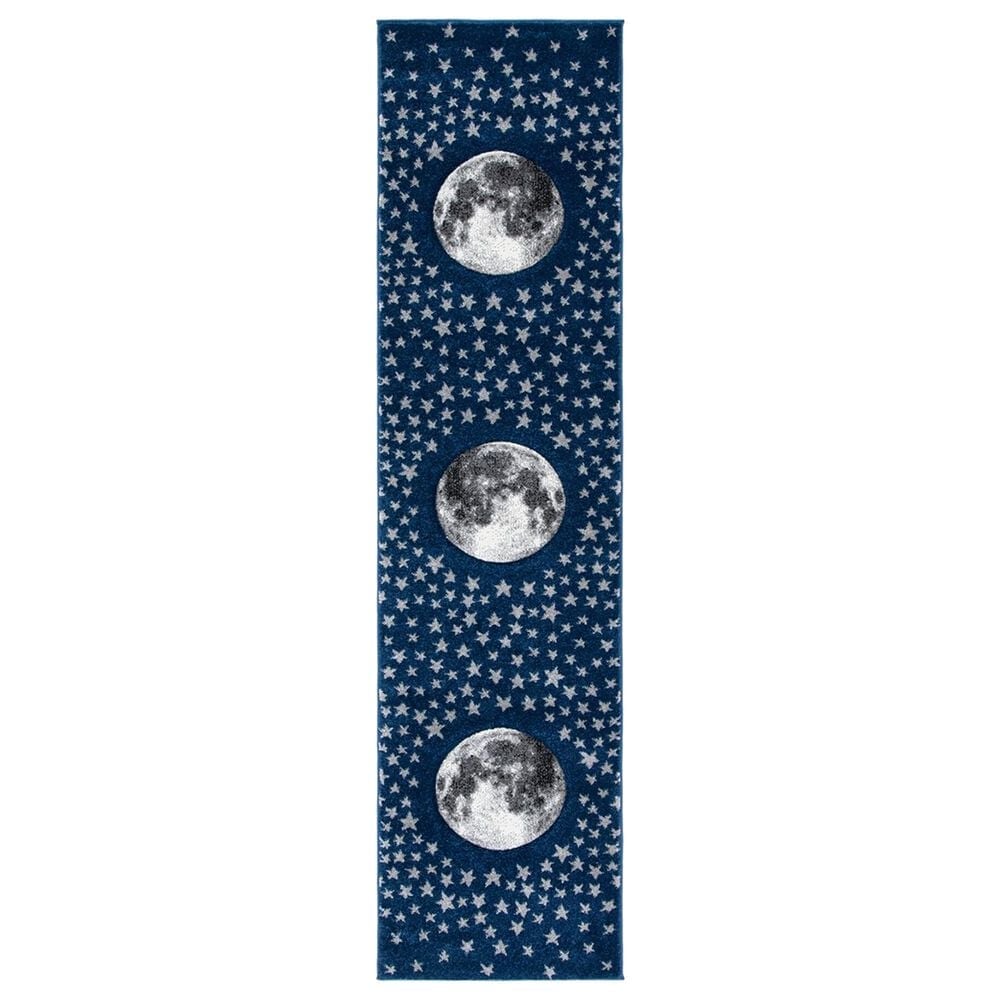 Safavieh Carousel Outer Space 2" x 8" Navy and Grey Kids Runner, , large