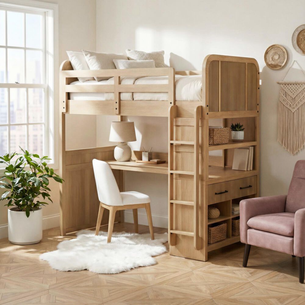 Mayberry Hill Ridgemont Loft Bunk Bed in Natural, , large