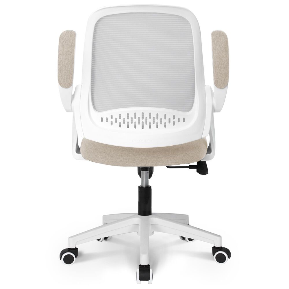 HOMLUX Swivel Ergonomic Office Chair with Flip Up Arms in Beige, , large