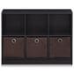 HOMLUX 6-Cube Bookshelf Bookcase with Storage Bins in Dark Walnut, , large