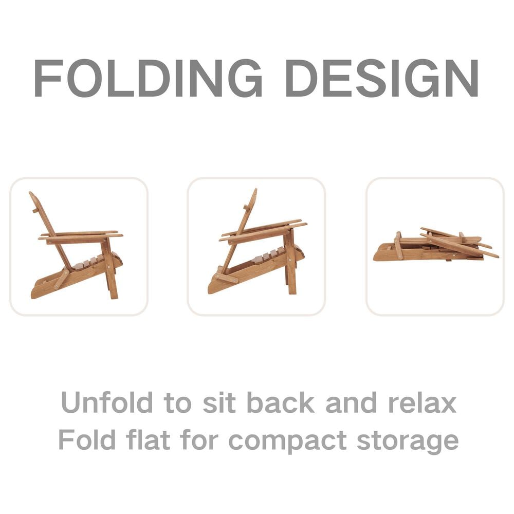 Hearth and Haven Outdoor Folding Adirondack Chair in Light Brown (Set of 2), , large