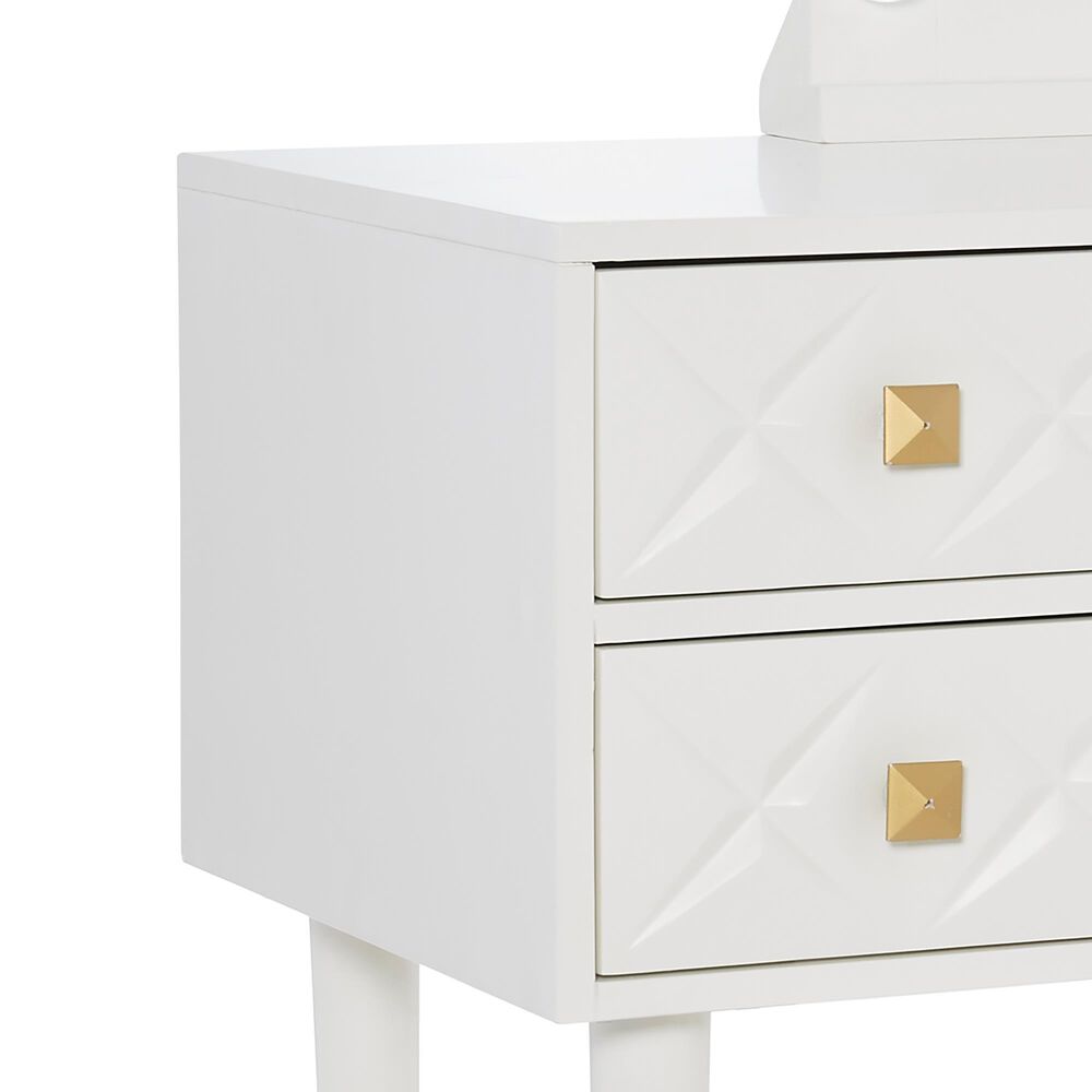 Linon Home Decor Geo Vanity with Stool in White, , large