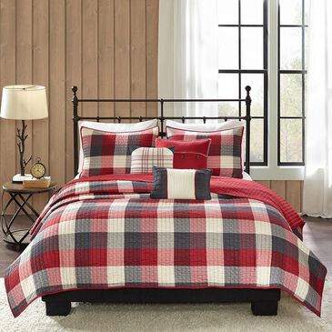 Hampton Park Ridge 6-Piece Queen Reversible Quilt Set in Red, , large
