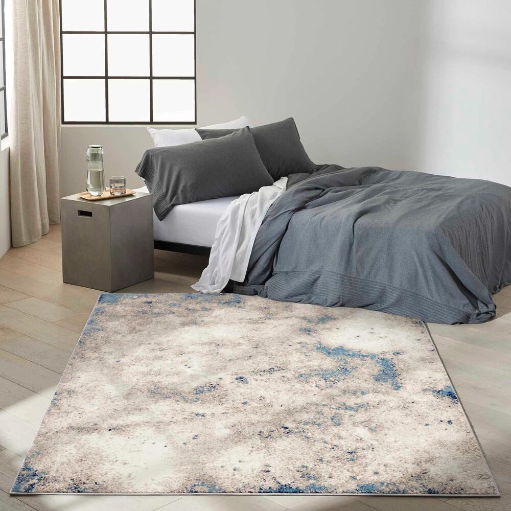 Nourison Infinity IFN05 4&#39; x 6&#39; Ivory, Grey and Blue Area Rug, , large